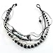 7-Tier Pearl & Jet Black and White Sparkle Cord Necklace