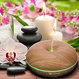 Azorro Aroma Essential Oil Diffuser, Wood Grain Ultrasonic Cool Mist Humidifier 7 LED Soothing Color Lights -6 HOURS Continuous Mist - Waterless Auto Shut-off Great For Baby Rooms, Yoga, Offices
