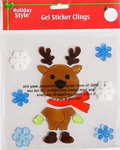 Holiday Style Christmas Winter Gel Window Clings - Reindeer - 15 Piece