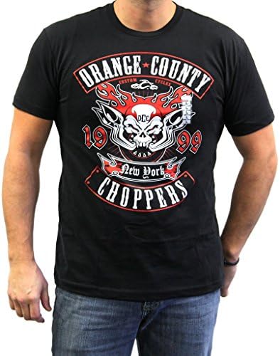 Orange County Choppers Mens Pipeskull Short Sleeve Tee, XL, Black