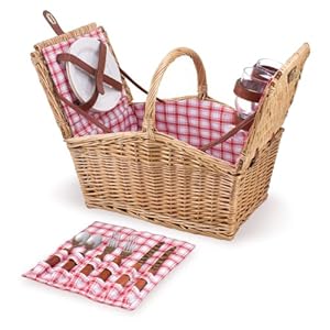 Picnic Time Piccadilly 16-Inch Double-Lid Picnic Basket with Service for 2