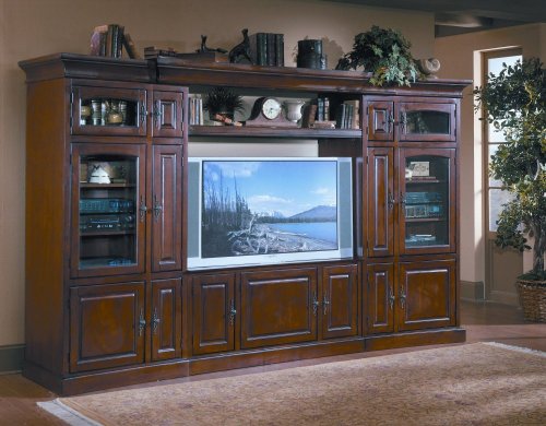 Entertainment Center Furniture - Curved Entertainment Center Set in Cherry 1 - 8050-ENTCEN-1