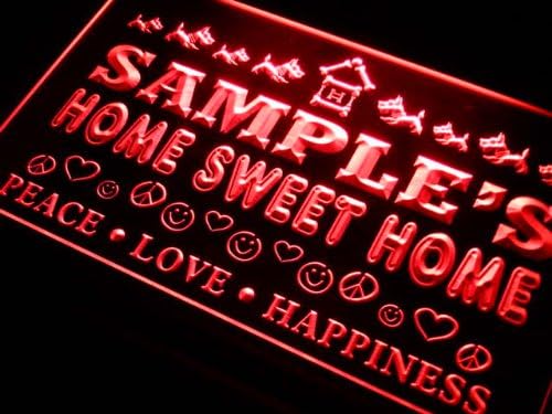 tag188-r Melanie's Home Sweet Home Scottie Dog Peace Love Neon Light Sign