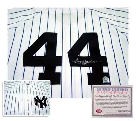 Reggie Jackson New York Yankees Hand Signed Rawlings Authentic Style Home Jersey