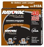 Rayovac Proline Size 312 Hearing Aid Batteries, 48 Pack
