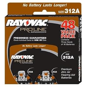 Rayovac Proline Size 312 Hearing Aid Batteries, 48 Pack