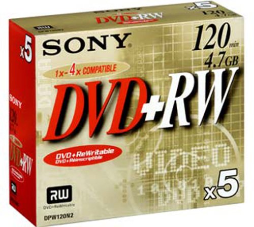 Sony - DVD+RW (rewritable), 4x, 5 DVDs mit je 120 Minuten