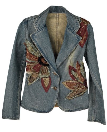 Womens plus size embroidered denim jacket  deartha womens plus size