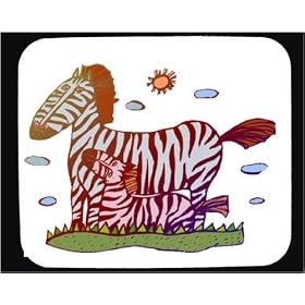 Mouse Pad with mother, stripes, foal, africa, zebra