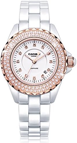 CASIMA Women's Quartz Wrist Watches White Bracelet Dazzle Ceramic Band Watch CA-6702-CD8R