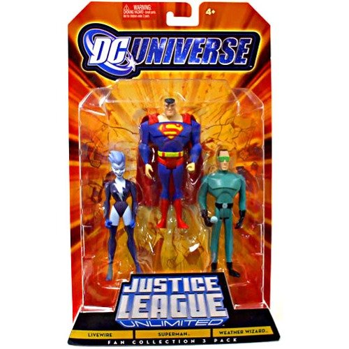  DC Universe Justice League Unlimited Fan Collection Action Figure 3Pack Livewire, Superman Weather Wizard
