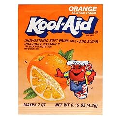 Kool-Aid Orange Unsweetened Soft Drink Mix, 0.15-Ounce Packets (Pack of 96)