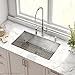 Kraus KHU32-1650-41CH 31 Chrome Combo with Pax Undermount Stainless Steel Single Bowl 16 Gauge Sink and Nola Commercial Kitchen Faucet with Soap Dispenser