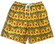 Mens Ethnic Print Swim Trunks with Adjustable Elastic Drawstring Waist and Faux Board Short Style Front, 2 Inseam Slit Pockets. Mesh Lining. Sizes 32-40