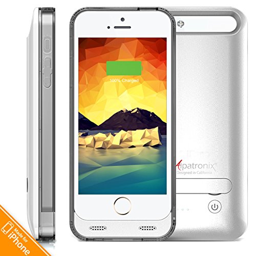 iPhone 5S Battery Case, iPhone SE Battery Case, AlpatronixÂ® [BX120 - MFi Apple Certified] 2400mAh External iPhone 5 Battery Case Removable Rechargeable Protective iPhone 5S Charging Case [Ultra Slim Portable iPhone SE/5S/5 Charging Case / Full Compa