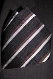 Stripes Noir Silk Pocket Square, 100% Silk Dupioni - by Royal Silk