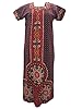 Maroon Caftan Dress Dot Floral Print Long Maxi Kaftans Nighty L / M