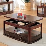Coaster Evans Contemporary Rectangular Lift Top Cocktail Table in Cherry