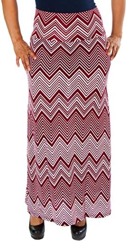 Women's Zig Zag Pattern Maxi Skirt (X-Large, Red/White)
