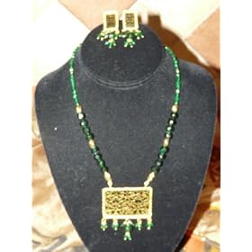 Gift for Mom-22k Gold Plated Beaded Thewa Necklace Set Ethnic Design Set 3pc Free Shipping