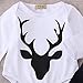 Newborn Infant Baby Girls Boy Deer Tops Bodysuit Long Pants Hat 3pcs Outfits Set,White&navy Blue,0-3 Months