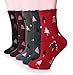 Velice Women's Hight Quality Thicked Wool Warm Winter Socks 5-Pairs Mix Colors (Christmas tree)