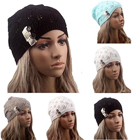 Fashion Womens Knit Winter Warm Baggy Beanie Hats Ski Crochet Slouch Hip-hop Skull Cap (Black)