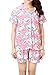VENTELAN Women's Lovely Pigs Printed Sleepwear Lapel Cardigan Shorts Pajama Sets