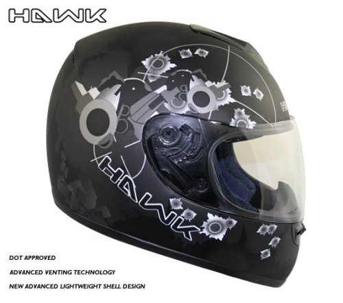 Advance HAWK Guns and Bullets Black Matte Full Face Motorcycle Helmet