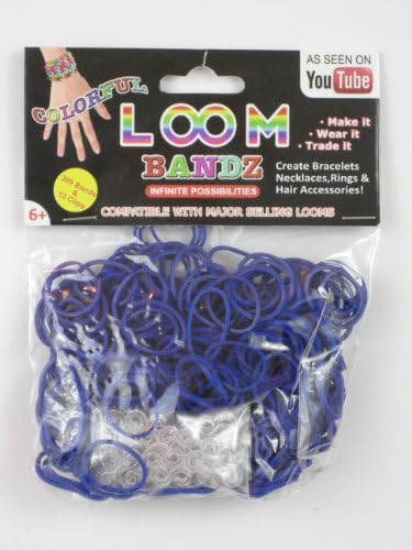 ROYAL BLUE - Latex-Free Loom Rubber Band Refills - 300 Bands & 12 S Clips - Includes FREE Charm