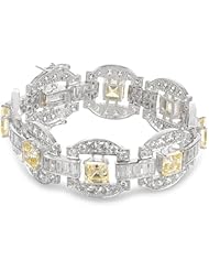 CZ by Kenneth Jay Lane 50 Cttw Princess Baguette Cubic Zirconia Link Bracelet, 7.25"