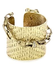 Paige Novick "Anguilla" Raffia Textured Cuff with Chain