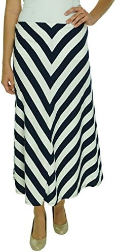 American Living Women's Chevron Print A-Line Midi Skirt Navy/White XL