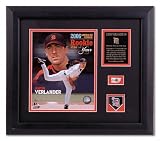 Justin Verlander - 2006 AL ROY - Framed Photograph with Team Medallion and Game Used Baseball Piece