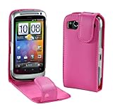 MaryCom PREMIUM QUALITÄT Leder Handytasche pink für HTC Desire S Smartphone + gratis Displayschutzfolie / LTP DS