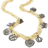 14K Gold 19" Black Rhodium Charm Necklace