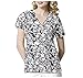 G MED Women's Printed Fashion Wrap Scrub Top with Back Tie