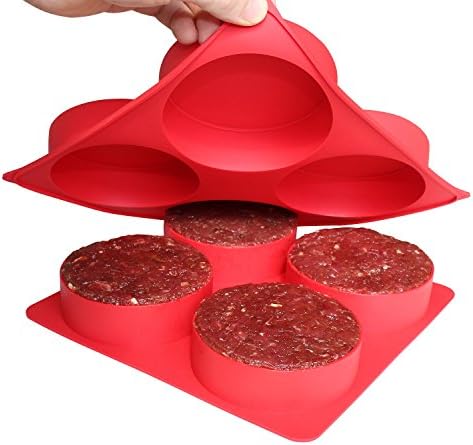 Silicone Burger Master 4 in 1 - Stuffed Burger Press Patty Maker Non-stick Freezer Storage Container, Circular Compartments for BBQ, Hash Browns, Cutlets by Lizber
