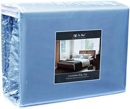 Off To Bed Luxury Deep Pocket King Size 6 Piece Bed Sheets Set, Wrinkle, Fade, Stain Resistant - Includes 1 Fitted Sheet, 1 Flat Sheet and 4 Pillow Case (Limited Edition 2016 Serenity Blue, King)