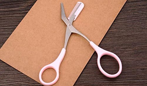 GroovyApple® Eyebrow Trimmer Scissors Pink With Comb Guide Eye Brow Lady