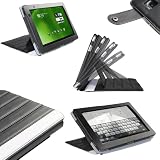 igadgitz Schwarz ‘ArmourDillo” Echt Leder Case Tasche für Acer Iconia Tab A500 A501 10.1 Android Tablet 16gb 32gb