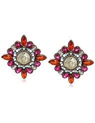 Betsey Johnson "St. Barts" Crystal Gem Square Stud Earrings