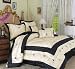 7 Pieces Off-white Embroidery Floral Patchwork Comforter Bed-in-a-bag Set Queen Size Bed
