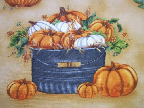 Autumn Harvest Pumpkin Basket Halloween Robert Kaufman Fabric Yard