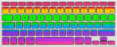 CooPro New Design Silicone Keyboard Cover Skin for Macbook 13" Unibody / Macbook Pro 13" 15" 17" with or Without Retina Display / Wireless Keyboard (Rainbow) + Screen / Eyeglasses Cleaning Cloths