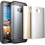 HTC One M9 Case, SUPCASE Water Resistant Full-body Rugged Case with Built-in Screen Protector for HTC One M9 (2015 Release), 3 Interchangeable Covers, Retail Packaging (Space Gray/Silver/Gold)