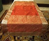 Rust Silk Sari Table Runner Throw