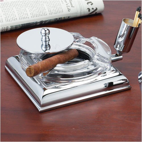 Detail image El Casco Chrome and Glass Cigar Ashtray M-760CT