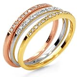 14K Tri Color Gold 0.27 Carat Stackable Ring