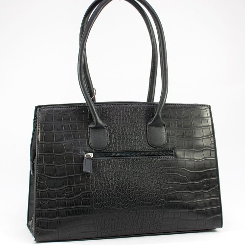 Dasein Women's Fashion Croco Embossed Leather Like Shoulder Bag Handbag -Black